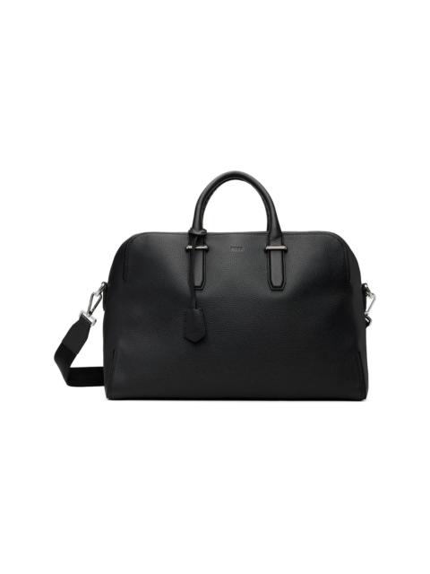 BOSS Black Grained-Leather Holdall Duffle Bag