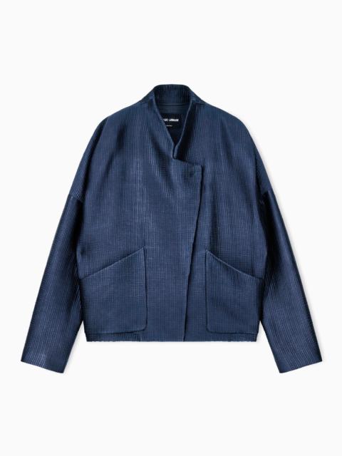 GIORGIO ARMANI BLOUSON IN TEXTURED VISCOSE AND WOOL WITH PATCH POCKETS