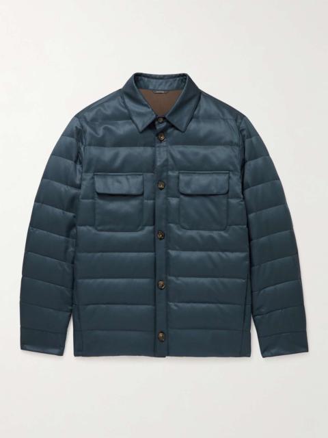 Quilted Silk-Twill Down Overshirt