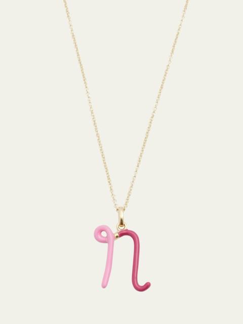 BEA BONGIASCA Letter N Pendant Necklace with Duo Colour Enamel