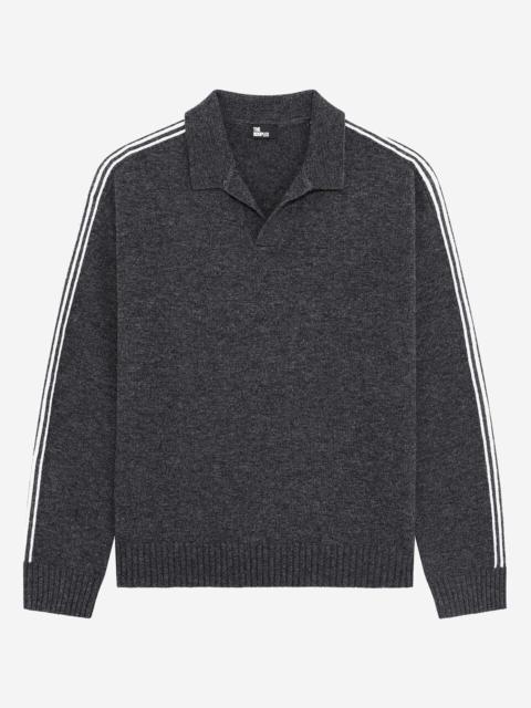 The Kooples WOOL POLO-NECK SWEATER WITH CONTRASTING GRAY STRIPES