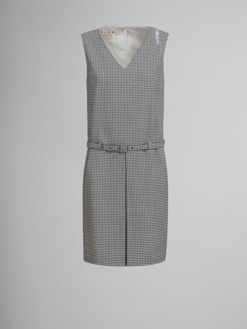 Marni SLEEVELESS WOOL BLEND BLACK AND WHITE CHECK DRESS