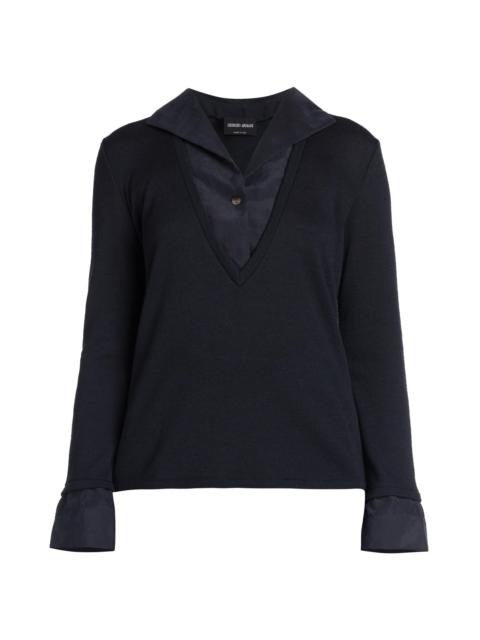 GIORGIO ARMANI Women's Layered Top - Blue Night