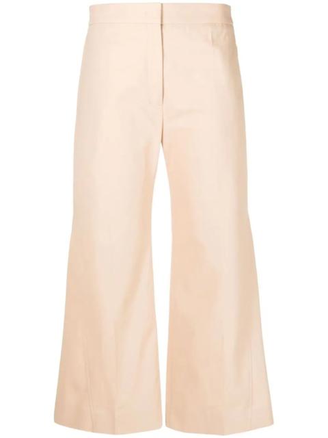 wide-leg cropped cotton trousers