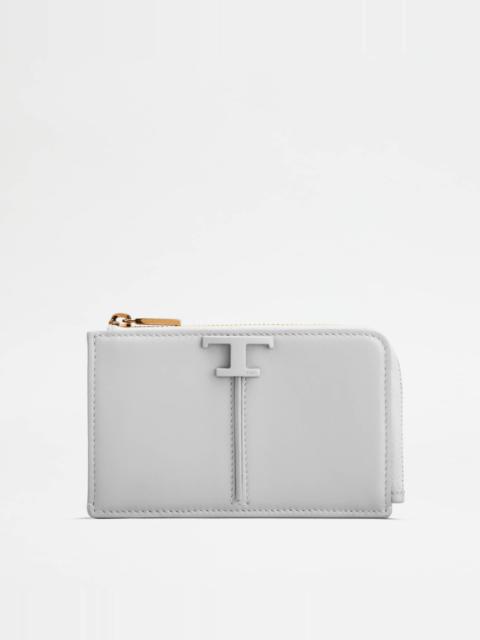 Tod's T TIMELESS KEY POUCH IN LEATHER - GREY