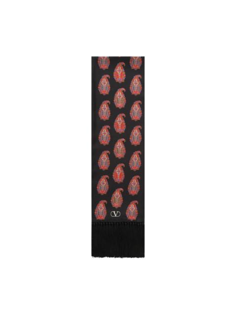 Valentino paisley-print fringed scarf