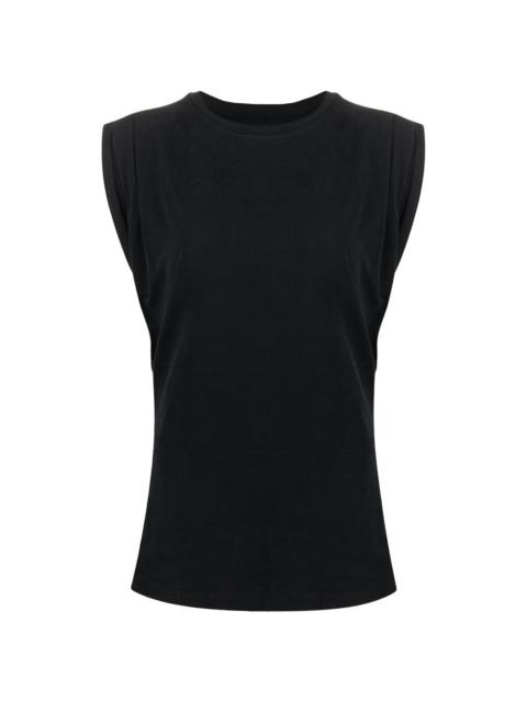 ruched-sleeve cotton T-shirt