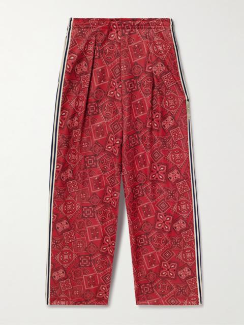 Kapital Wide-Leg Striped Webbing-Trimmed Bandana-Print Tech-Jersey Track Pants