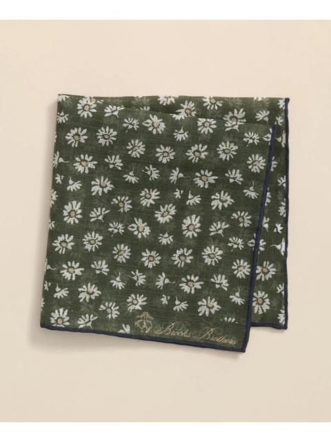 Brooks Brothers Cotton-Linen Daisy Print Pocket Square