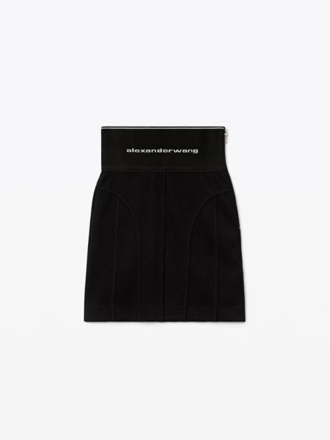 Alexander Wang LOGO ELASTIC MINI SKIRT IN RIBBED JERSEY