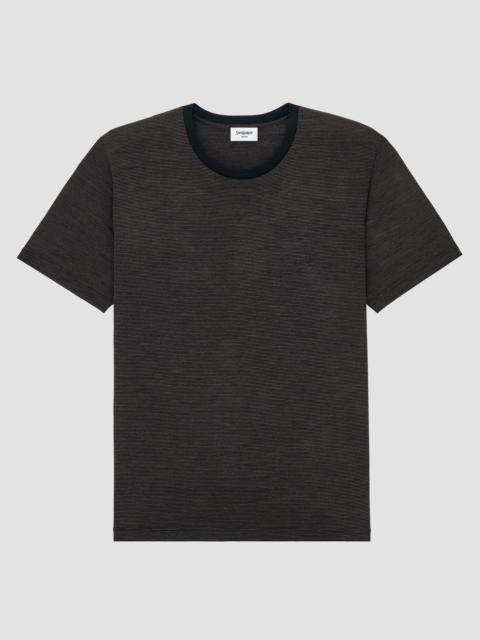 SAINT LAURENT Men's Cassandre T-Shirt in Striped Wool - Noir Marron