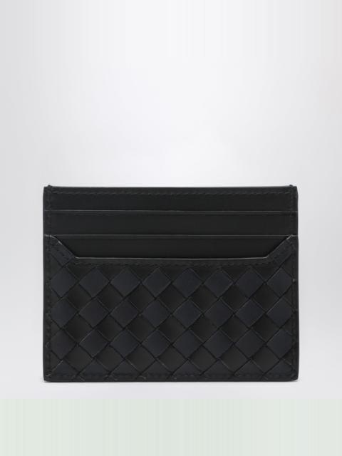 Bottega Veneta Woven leather card holder in black and blue