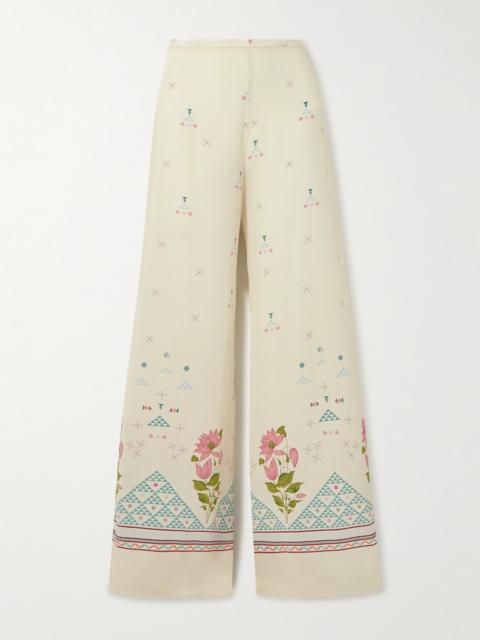 EMPORIO SIRENUSE Blair Printed Silk Wide-leg Pants