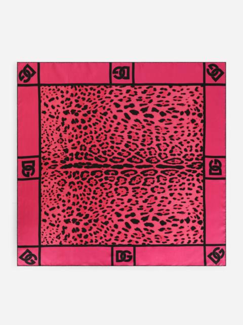 Dolce & Gabbana Neon leopard-print twill scarf (90 x 90)
