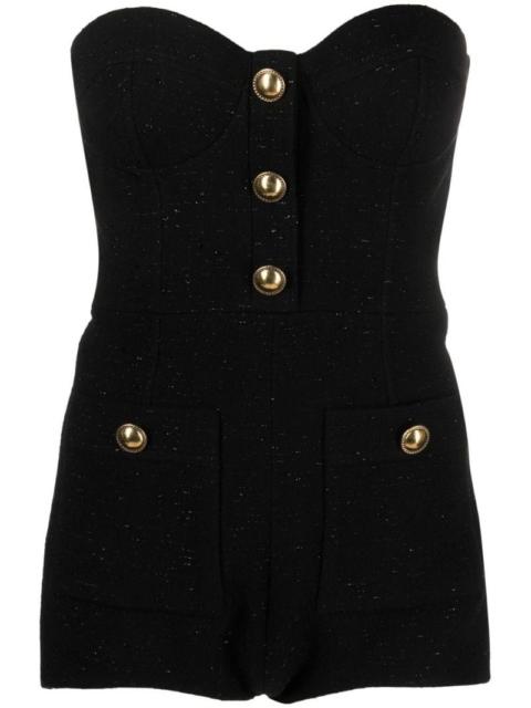 Alessandra Rich button-detail strapless playsuit