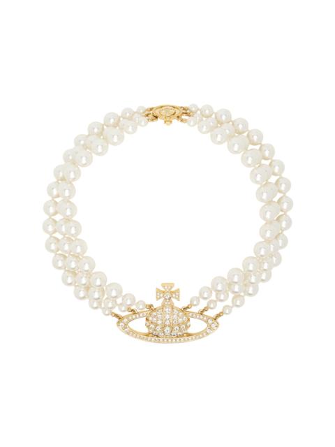 Vivienne Westwood Three Row Pearl Bas Relief Necklace