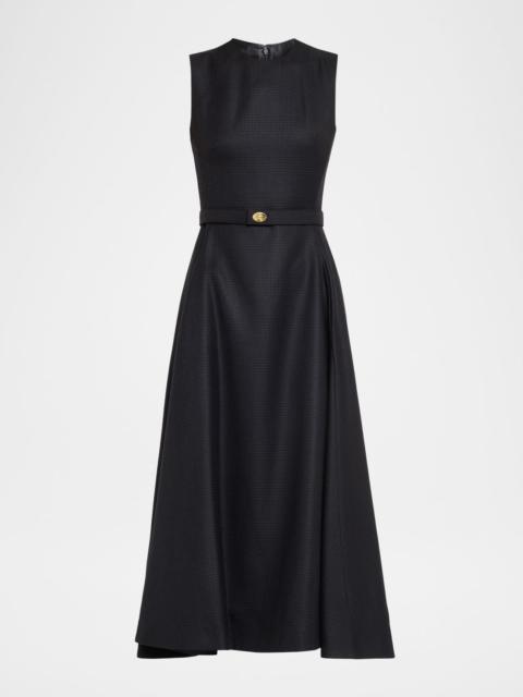 Burberry Amelia Prince Of Wales Belted Sleeveless Midi Dress