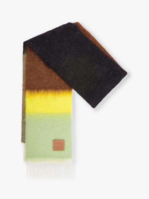 Loewe Brand-patch striped-pattern wool-blend scarf