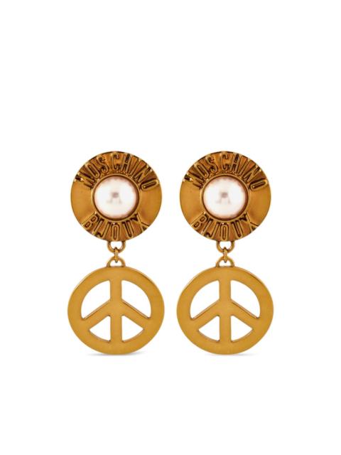 Moschino peace sign clip-on earrings