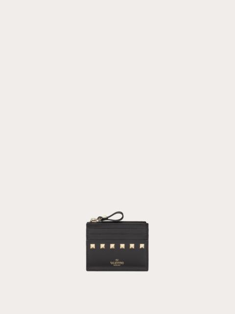 Valentino ROCKSTUD CALFSKIN CARDHOLDER WITH ZIPPER