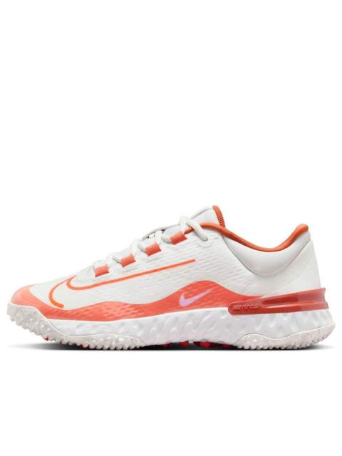 Nike (WMNS) Nike Alpha Huarache Elite 4 Turf 'Summit White Light Wild Mango Vintage Coral Hyper Crimson'