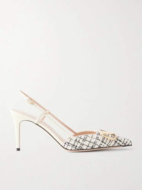 Valentino Vlogo 80 Checked Leather-trimmed Bouclé Slingback Pumps