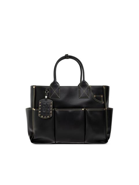 GANNI logo-tag multi-pocket tote bag