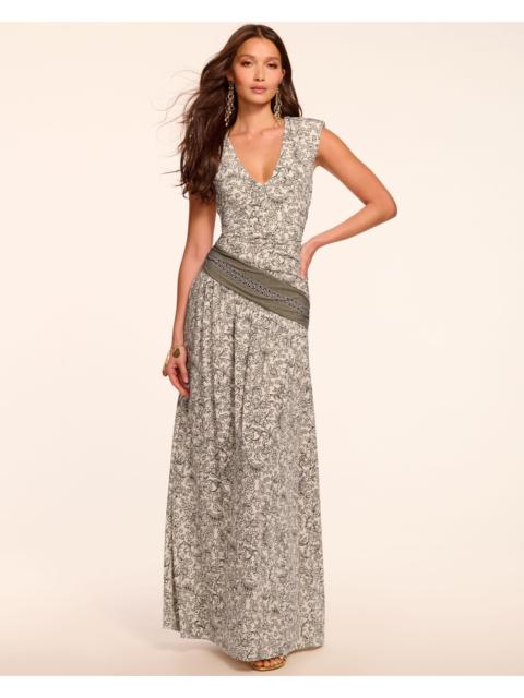 RAMY BROOK Jamie Jersey Ruched V-Neck Maxi Dress