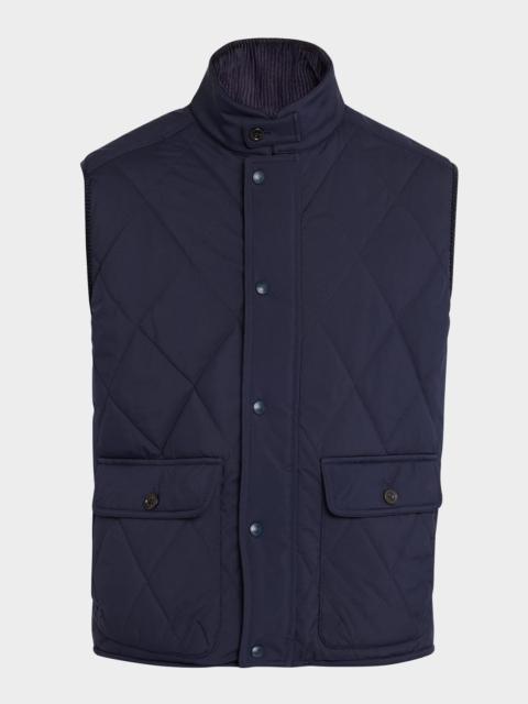 Ralph Lauren Men's Nylon Quilted Corduroy-Collar Vest