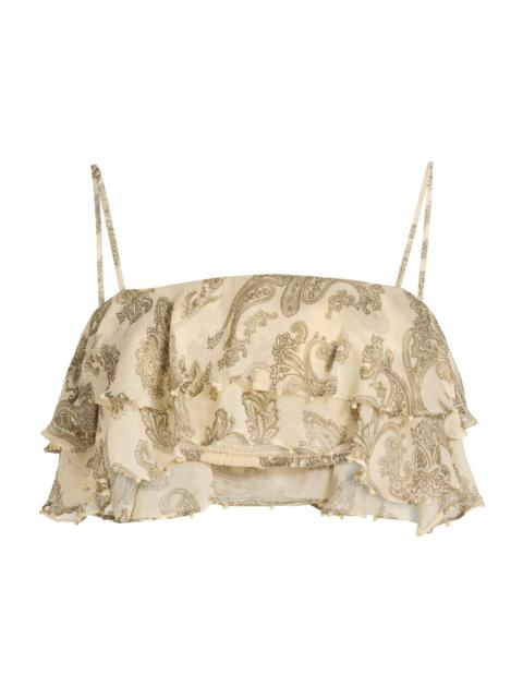 HEMANT & NANDITA Women's Paisley Tiered Ruffled Top - Multi