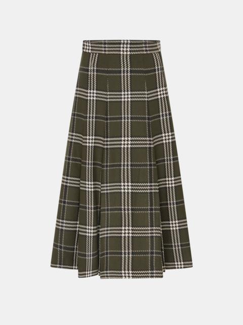 EMILIA WICKSTEAD Kensie Skirt In Military Green Shetland Tartan