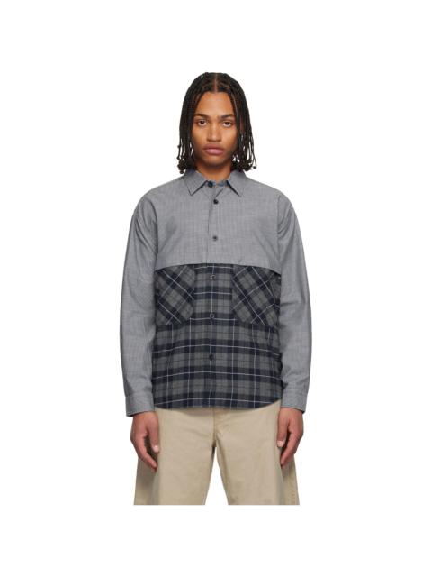 Navy & Gray Cotton Stripe Shirt