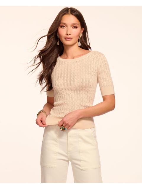 RAMY BROOK Elliot Pointelle Silk Cashmere Short Sleeve Top