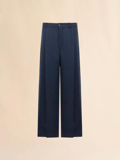 Marni DEEP BLUE SATIN WIDE-LEG TROUSERS