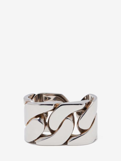 Alexander McQueen Women's Chain Double Ring in Antique Silver