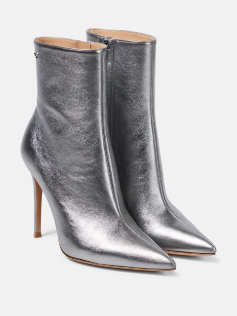 Metallic leather ankle boots