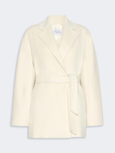 Max Mara ONDINA Short wool beaver cloth robe coat - WHITE