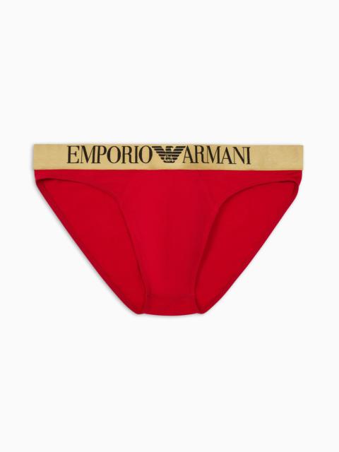 EMPORIO ARMANI Shiny logo elasticated-waist briefs