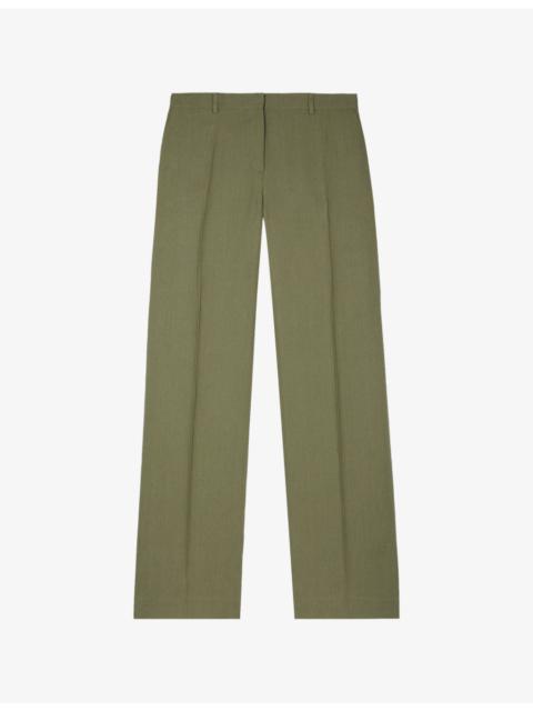 The Kooples High-Rise Straight-Leg Linen Trousers
