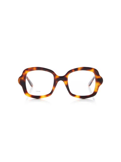 Curved Square-Frame Acetate Glasses brown