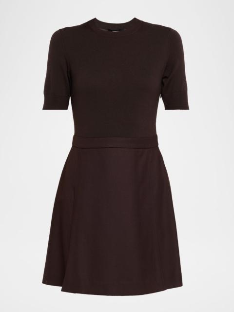 Theory Short-Sleeve Combo Mini Dress