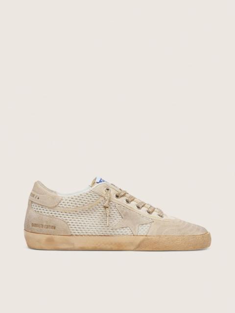 Golden Goose Women’s Super-Star LAB in mesh with beige suede star