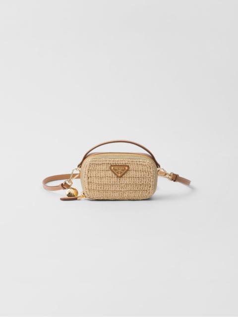 Woven fabric and leather mini-pouch