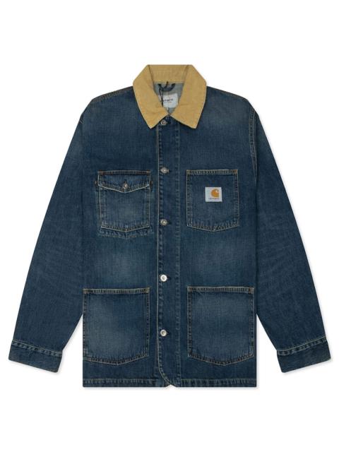 Carhartt WIP WARREN CHORE COAT - BLUE/DUSTY HAMILTON BROWN