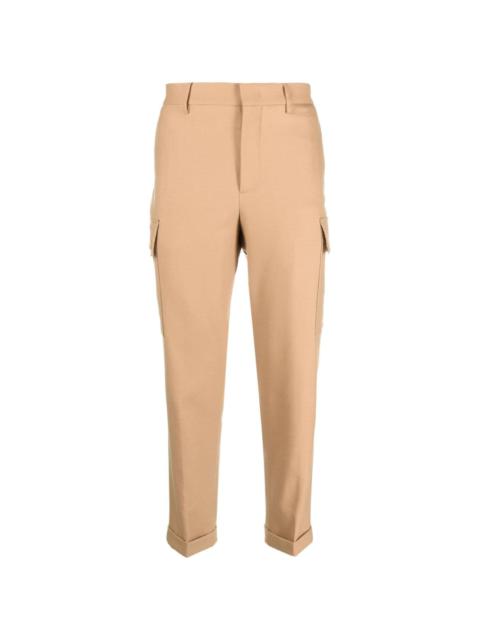 cargo-pockets wool tapered trousers