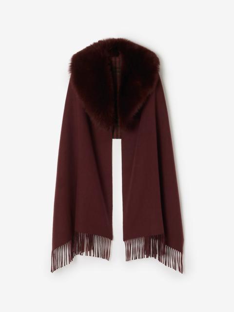 Burberry Wide Shearling Collar Wool Cashmere Scarf