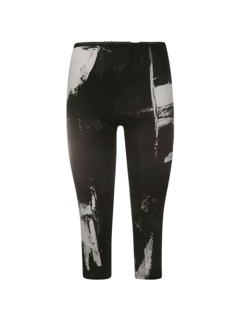 Yohji Yamamoto brushed-print cropped leggings