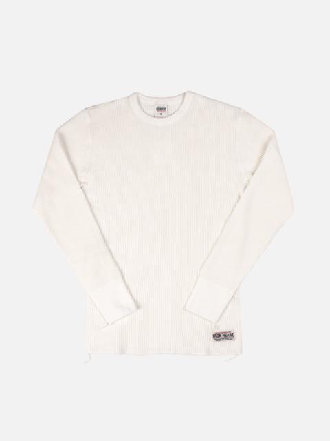 Iron Heart IHTL-1301-WHT Waffle Knit Long Sleeved Crew Neck Thermal Top - White
