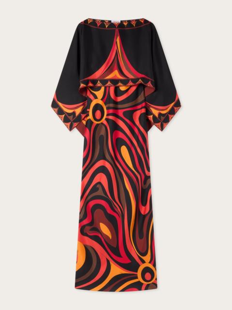 PUCCI MARMO PRINT SILK DRESS WITH CAPE