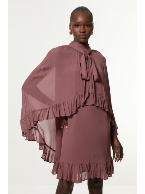 KAREN MILLEN Tall Viscose Georgette Cape Woven Mini Dress
